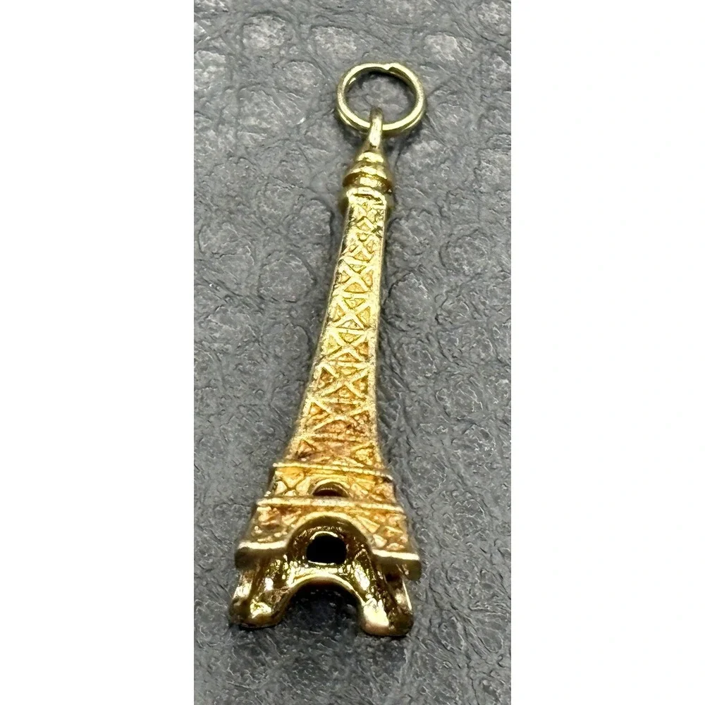 Vintage Vermeil Sterling Silver Eiffel Tower Charm Pendant Paris Travel Souvenir